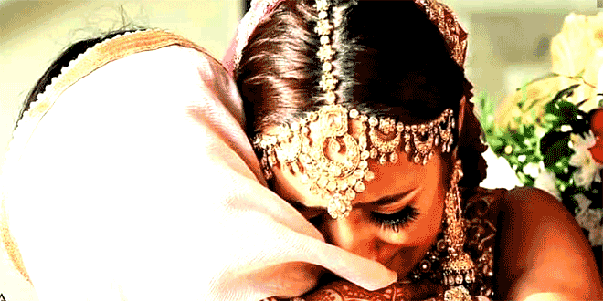 Bride leaving after the marriage ceremony. Vidaai